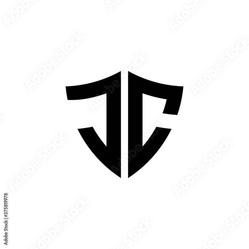JC monogram logo with shield shape design template