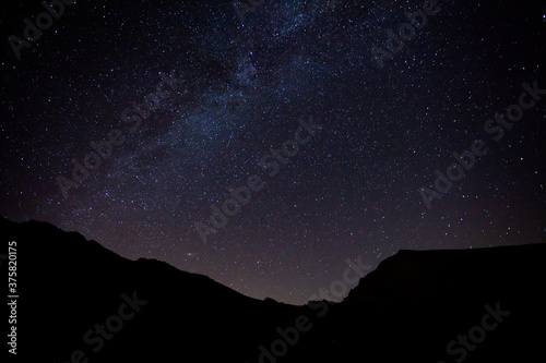 Stunning shot of a silhouette of mountains with milky way in Sierra Nevada, Spain.
