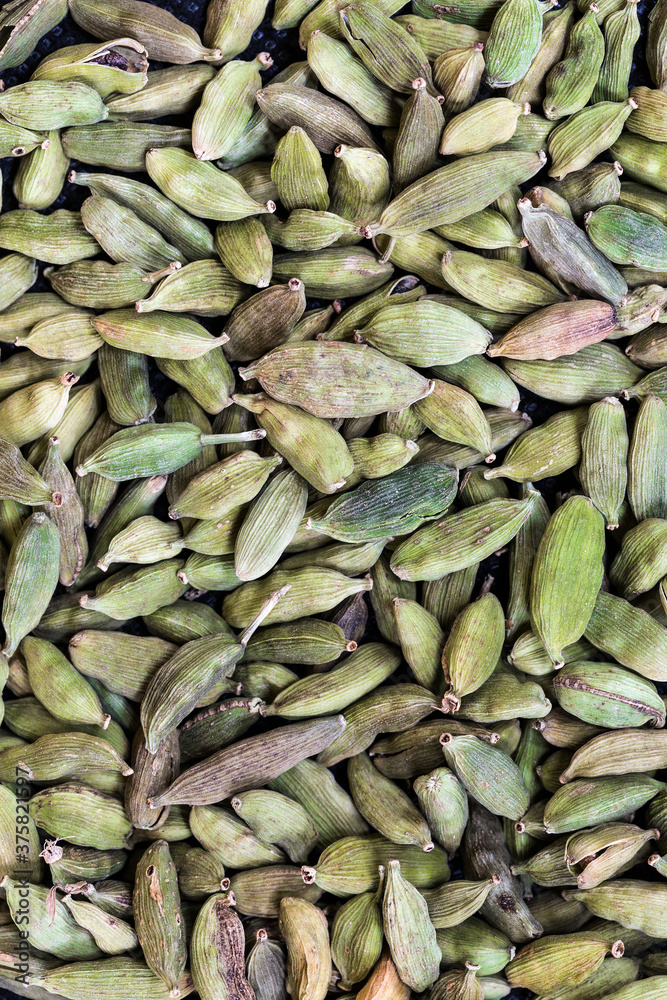 Close-up of an assorted of processed Cardamom pods Close-up of an assorted of processed Cardamom pods