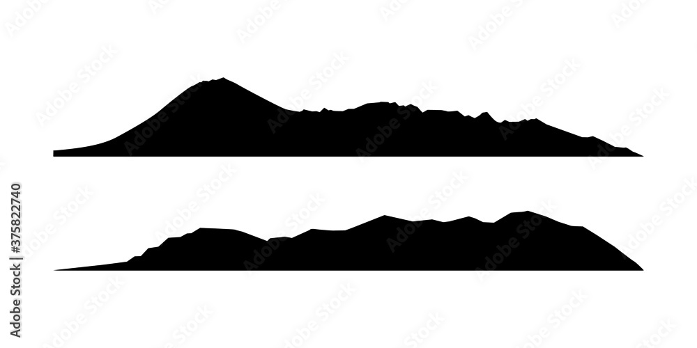 Mountain silhouette. Black hill set