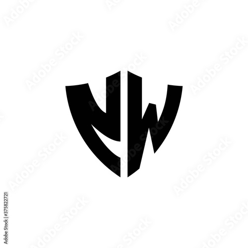 Free Download NW monogram logo with shield shape design template - GFXLoad