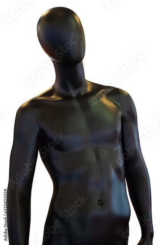 Upper part of black male mannequin on isolated background. 3d rendering photo