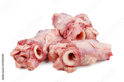 Tableau sur toile Three fresh pork trachea on a white background
