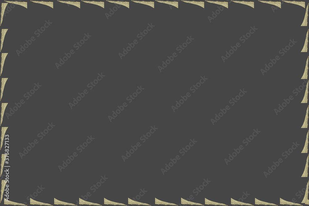 Gold pattern border design on grey background .Grey wallpaper. Stock