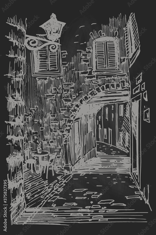 Obraz premium Vector sketch of architecture of Rovinj, Croatia.
