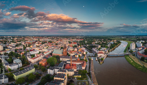 Drone aerial photo city of Opole, Opolskie Poland