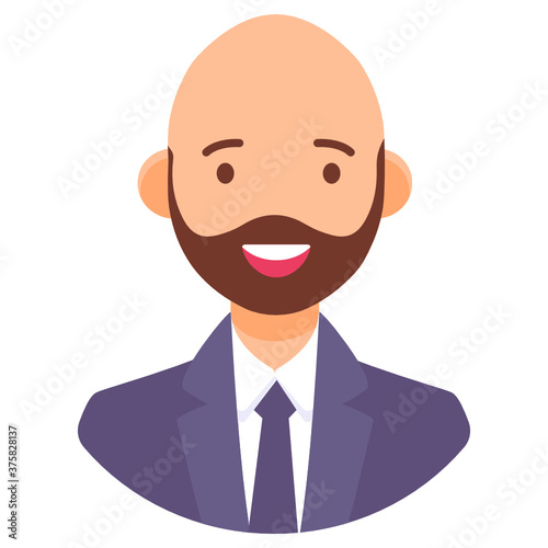 Vector design of bald man, hairless man in modern flat style 