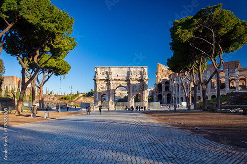 Canvas Print Arch of Constantine the Great at sunrise, Rome