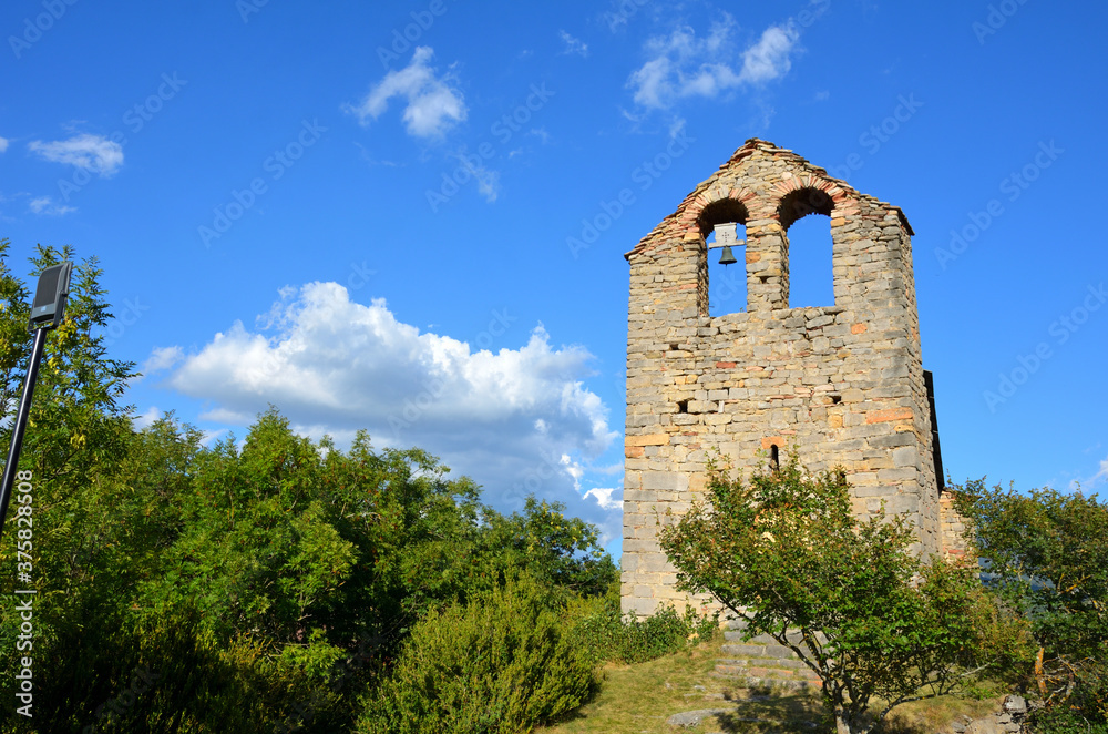 Old Spanish Church Made of Stone with a Bell 