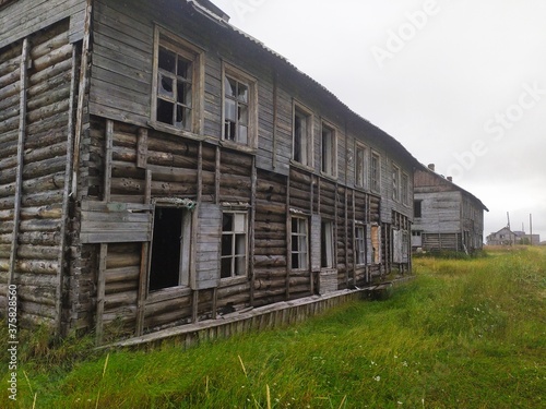 Old ruined abandoned wooden houses