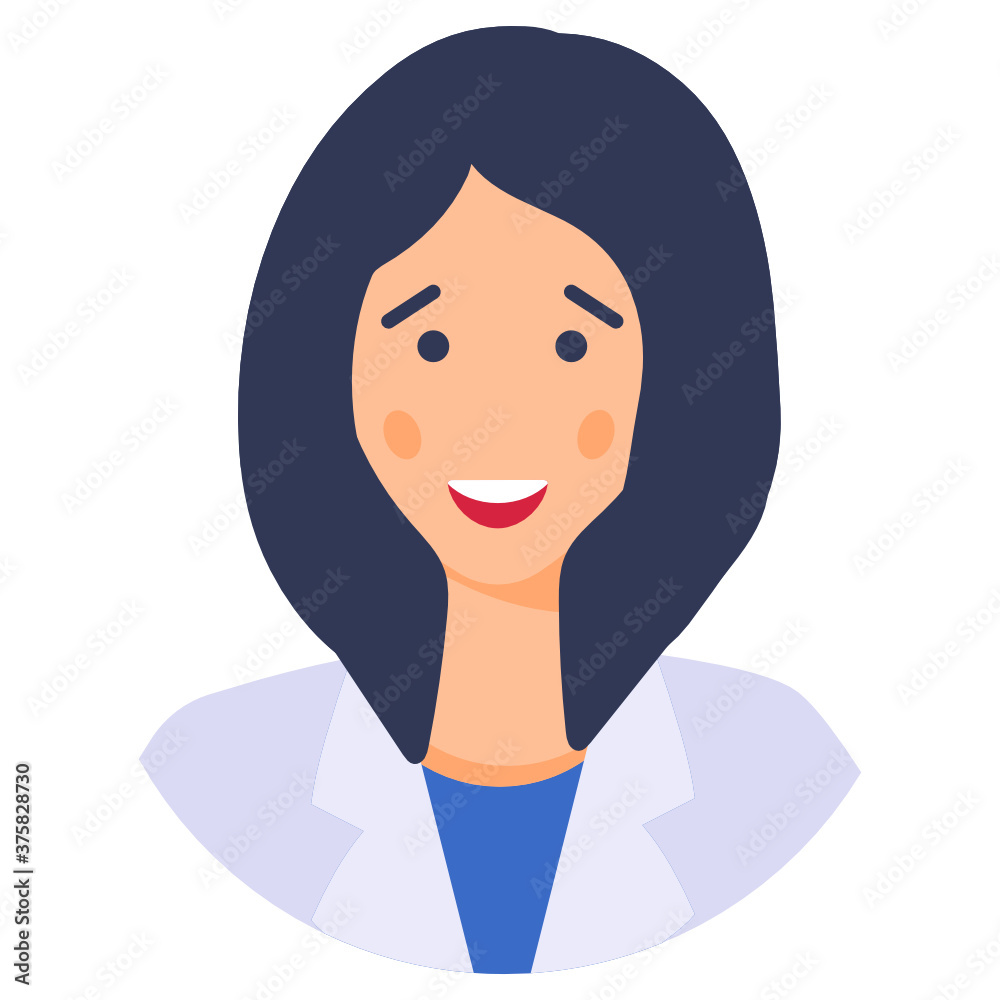 Editable vector style of lab assistant, cute female research Editable vector style of lab assistant, cute female research