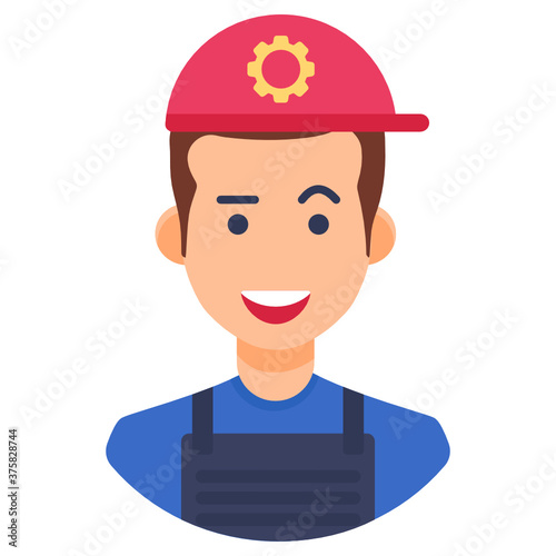 
Icon of technician, flat vector of skilled person 
