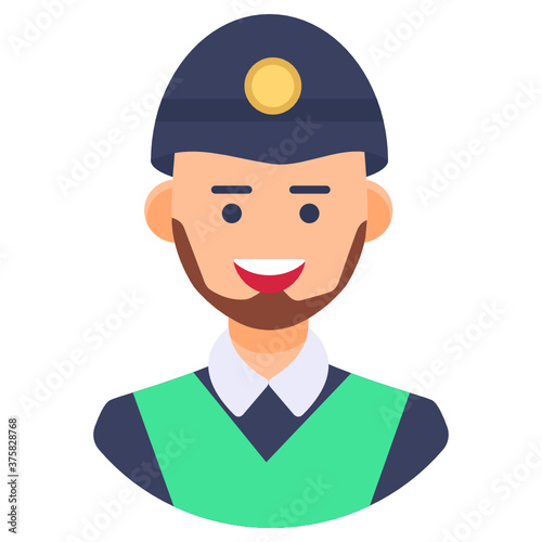 
An editable character design of custodian, flat vector 

