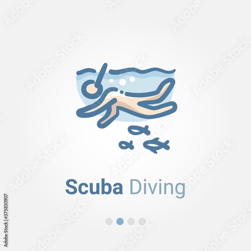 Fototapeta Naklejka Na Ścianę i Meble -  Scuba diving doodle vector icon