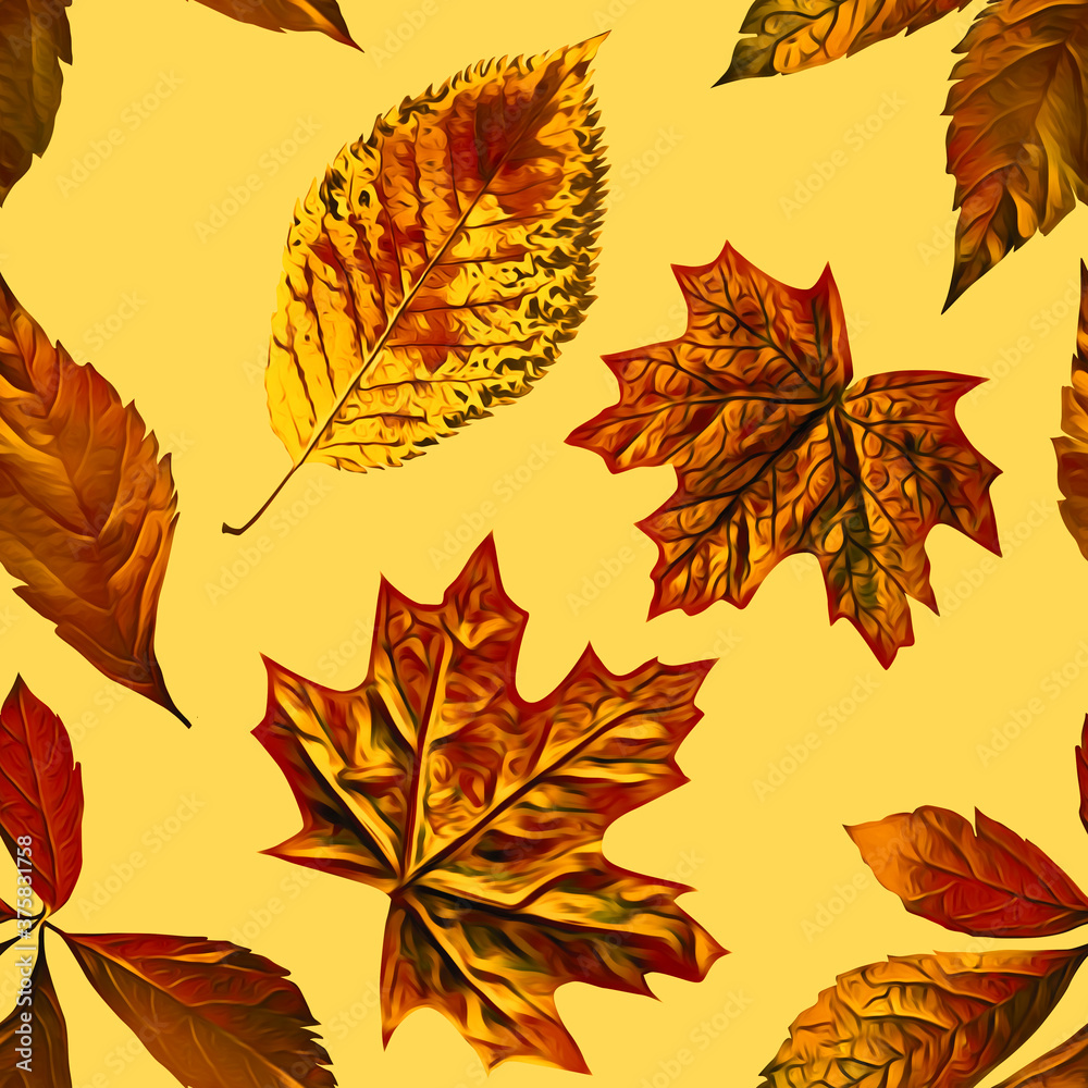 Fototapeta premium Leaves composition, seamless pattern.