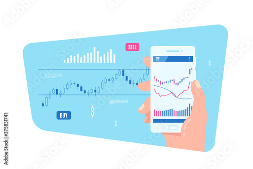 Mobile stock or forex trading concept banner design.