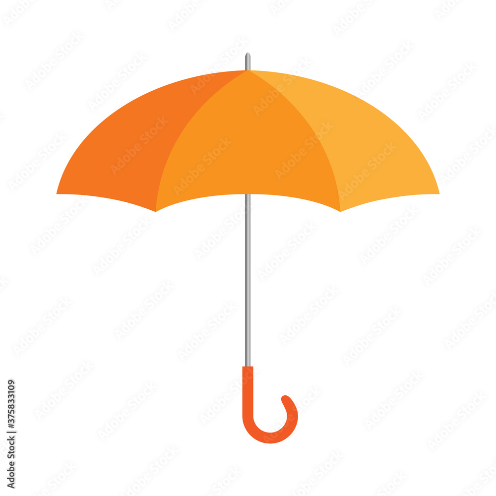 Orange umbrella isolated on white, 3d vector illustration