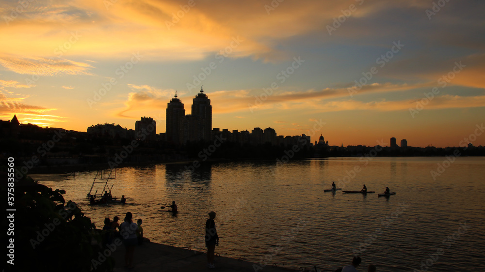 City view of the river during sunset
