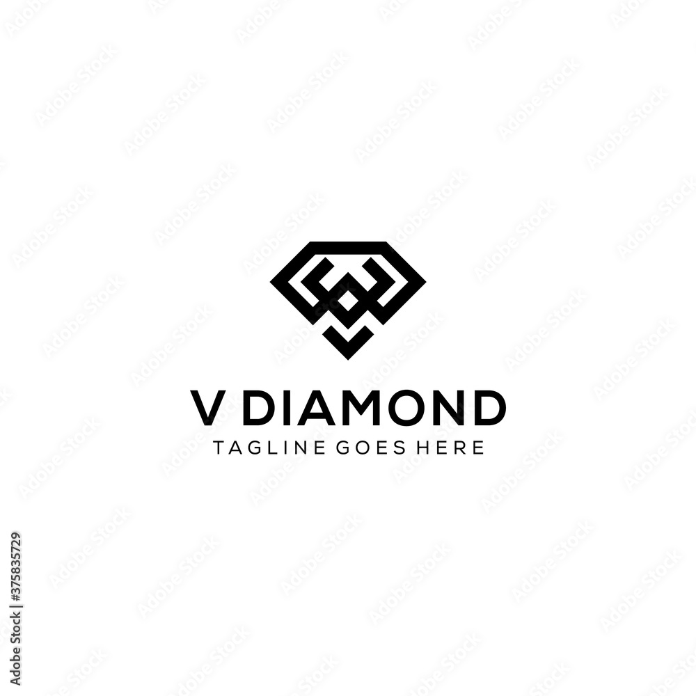 Illustration Creative luxury modern stylist Diamond with V sign logo design vector