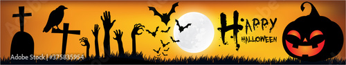 Halloween Poster  night background with creepy castle and pumpkins  illustration. Greeting card halloween celebration  halloween party poster.