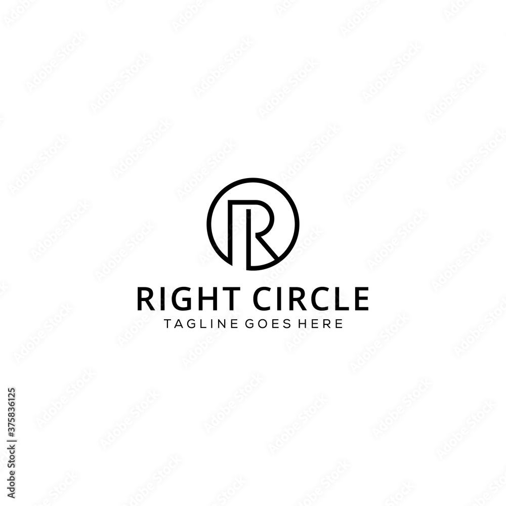 Illustration modern R circle monogram sign  geometric logo design template