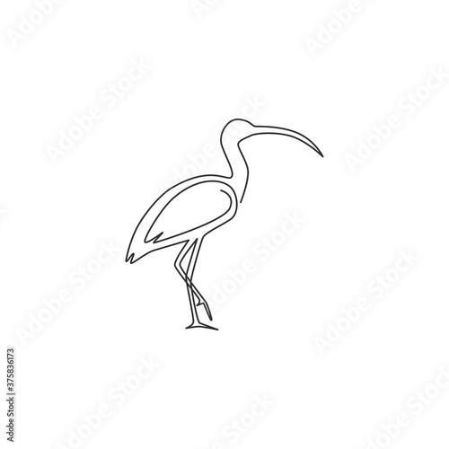 Single continuous line drawing of elegant ibis bird for organisation logo identity. University mascot concept for education institution icon. Modern one line draw design vector graphic illustration