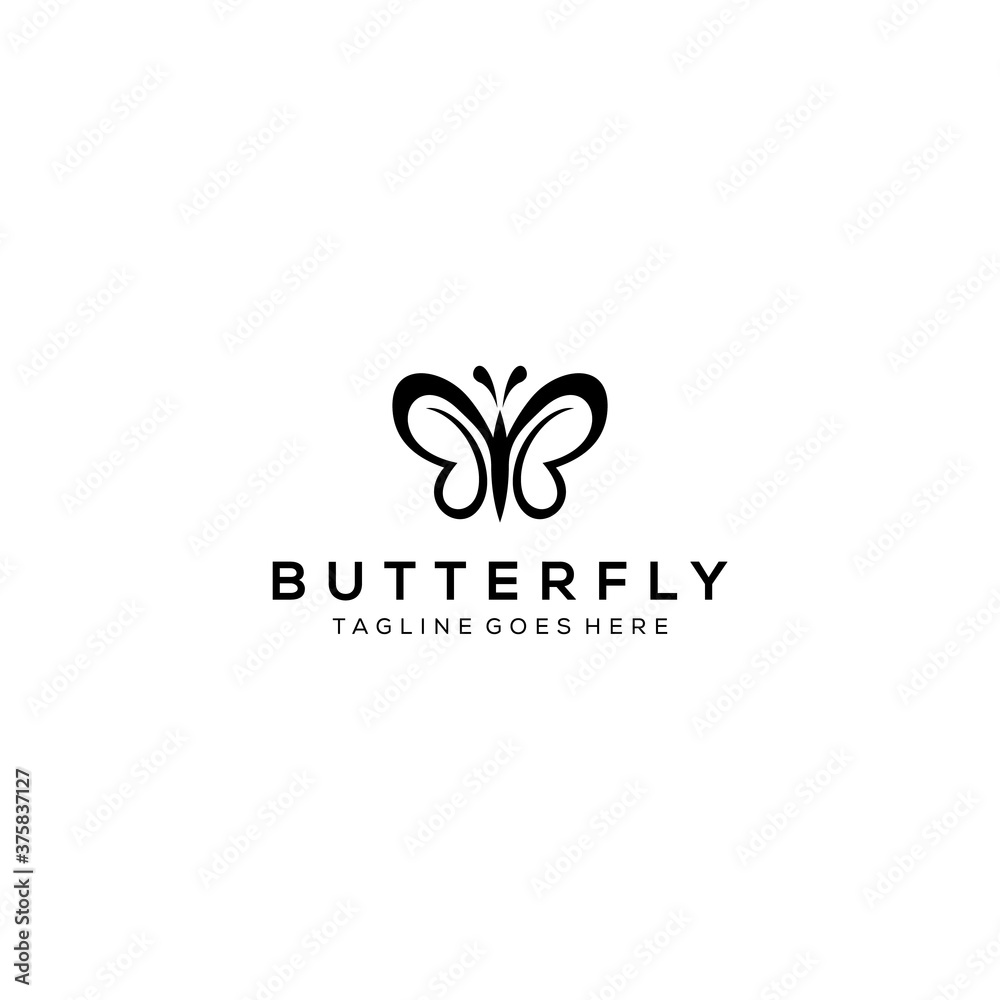Illustration Butterfly animal silhouette logo template Vector logo design