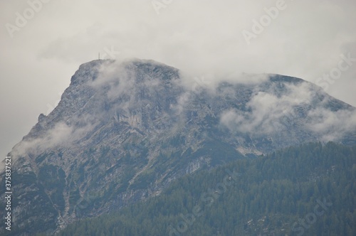 Dachstein mountain peak, view from Hallstat lake, Austrian alps