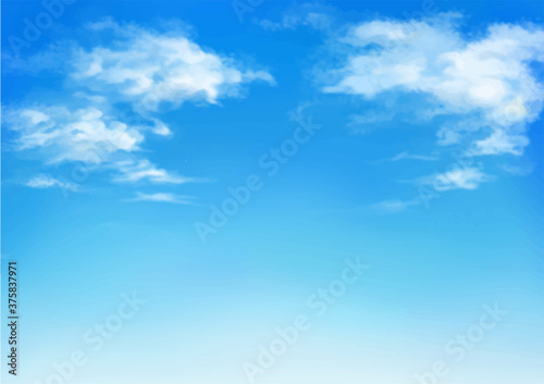 Vector illustration of blue sky in daytime. Hand painted watercolor background.