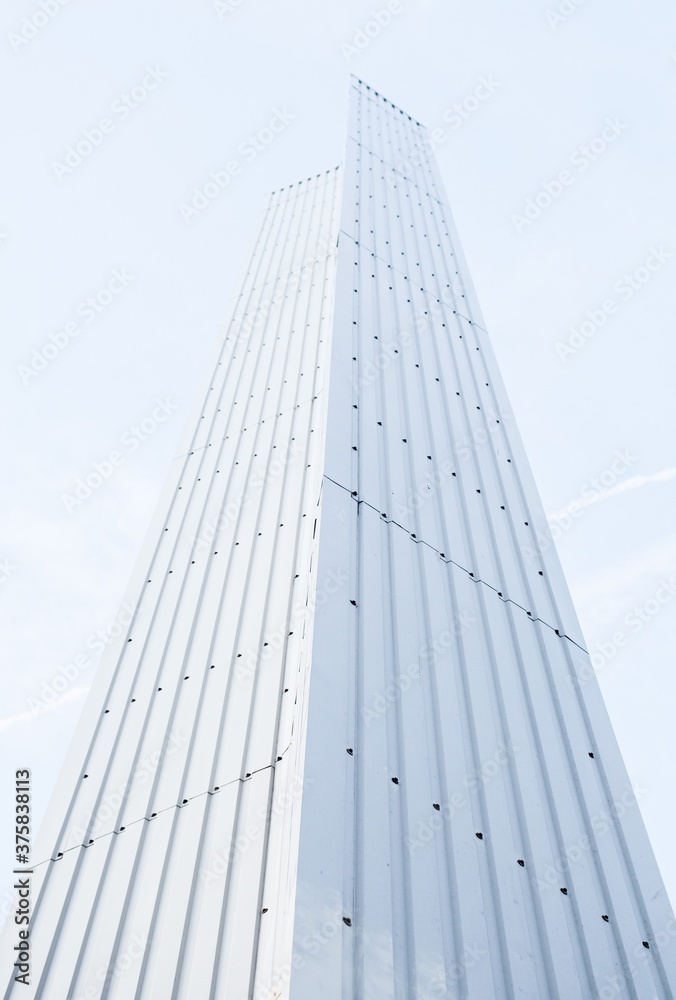 MInimalist construction in perspective with clear sky behind. MInimalist construction in perspective with clear sky behind.