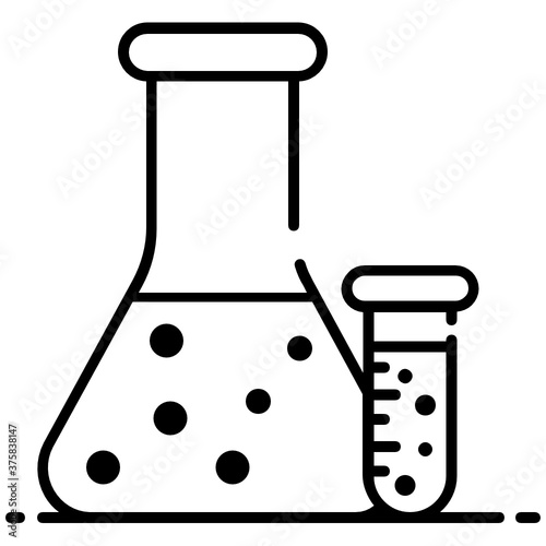 
Chemical flask with test tube, concept of flask chemistry icon
