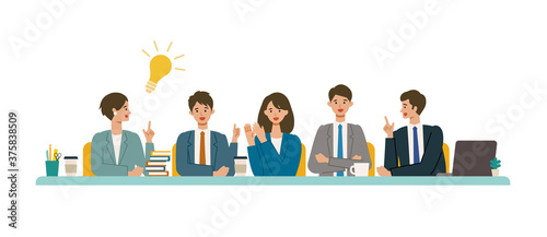 ミーティング、会議をする社会人のイラスト