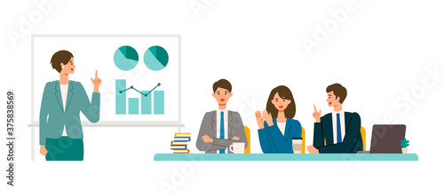 プレゼンテーションをする社会人のイラスト