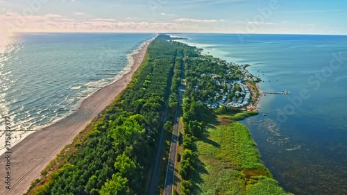 Hel peninsula with beach and railway, Baltic Sea, Poland