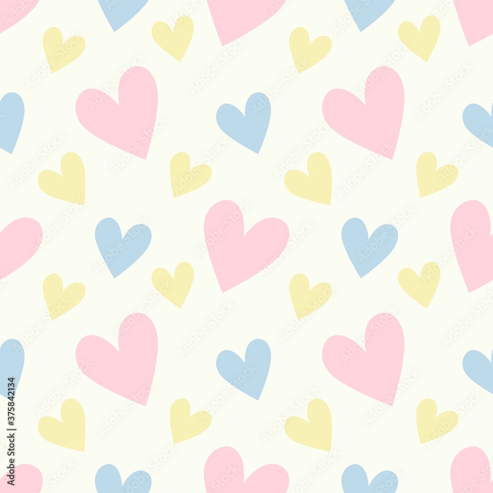 Vector seamless pattern of hearts. For children's design. Background for Valentine's Day.