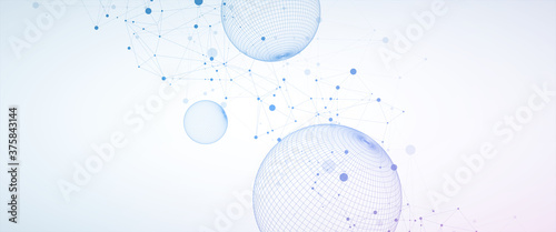 Abstract sphere background with plexus effect. 3D surface. Vector illustration.