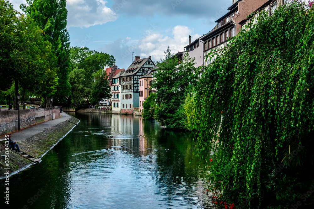 A canal of the river Ill in Strasbourg, Alsace, France