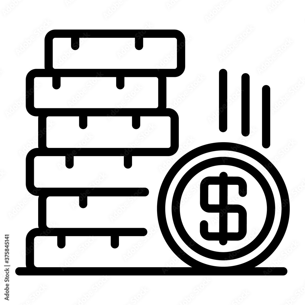 Coin stack bonus icon. Outline coin stack bonus vector icon for web design isolated on white background Coin stack bonus icon. Outline coin stack bonus vector icon for web design isolated on white background
