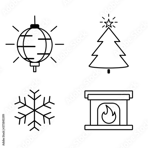 Christmas and New Year icons set, flat design. Gift Line Icons.