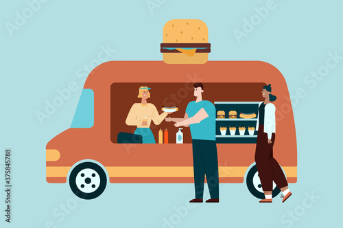 Take away food. Fast food. Flat vector illustration