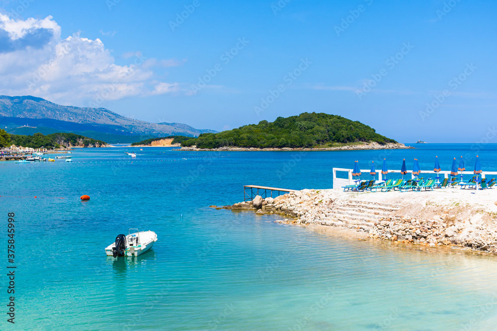 Ksamil Beach in Albania. One of the most popular towns along the Albanian Riviera. 
