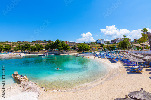 Ksamil Beach in Albania. One of the most popular towns along the Albanian Riviera. 