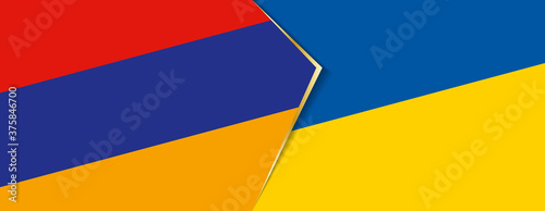 Armenia and Ukraine flags, two vector flags.