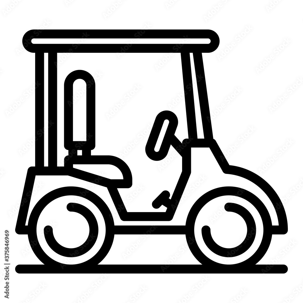 Caddy golf cart icon. Outline caddy golf cart vector icon for web design isolated on white background Caddy golf cart icon. Outline caddy golf cart vector icon for web design isolated on white background
