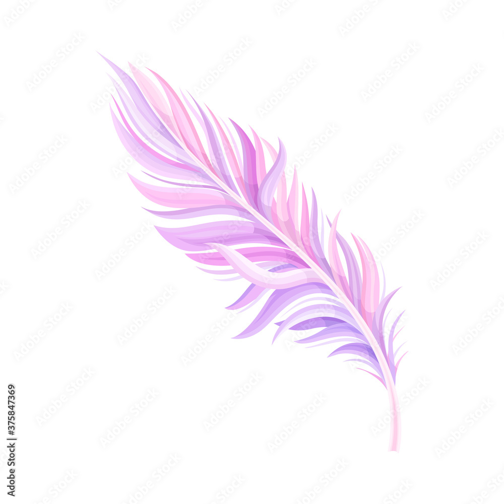 Purple Bird Feather with Nib as Avian Plumage Vector Illustration