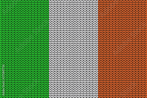 Irish flag in knitting background for the winter season