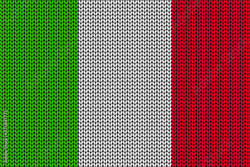 Italian flag in knitting background for the winter season