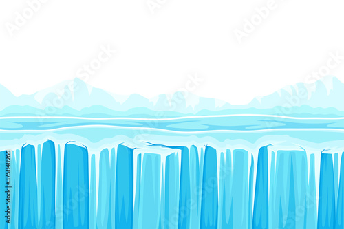 Game Platform with Uneven Terrain and Environment Vector Illustration