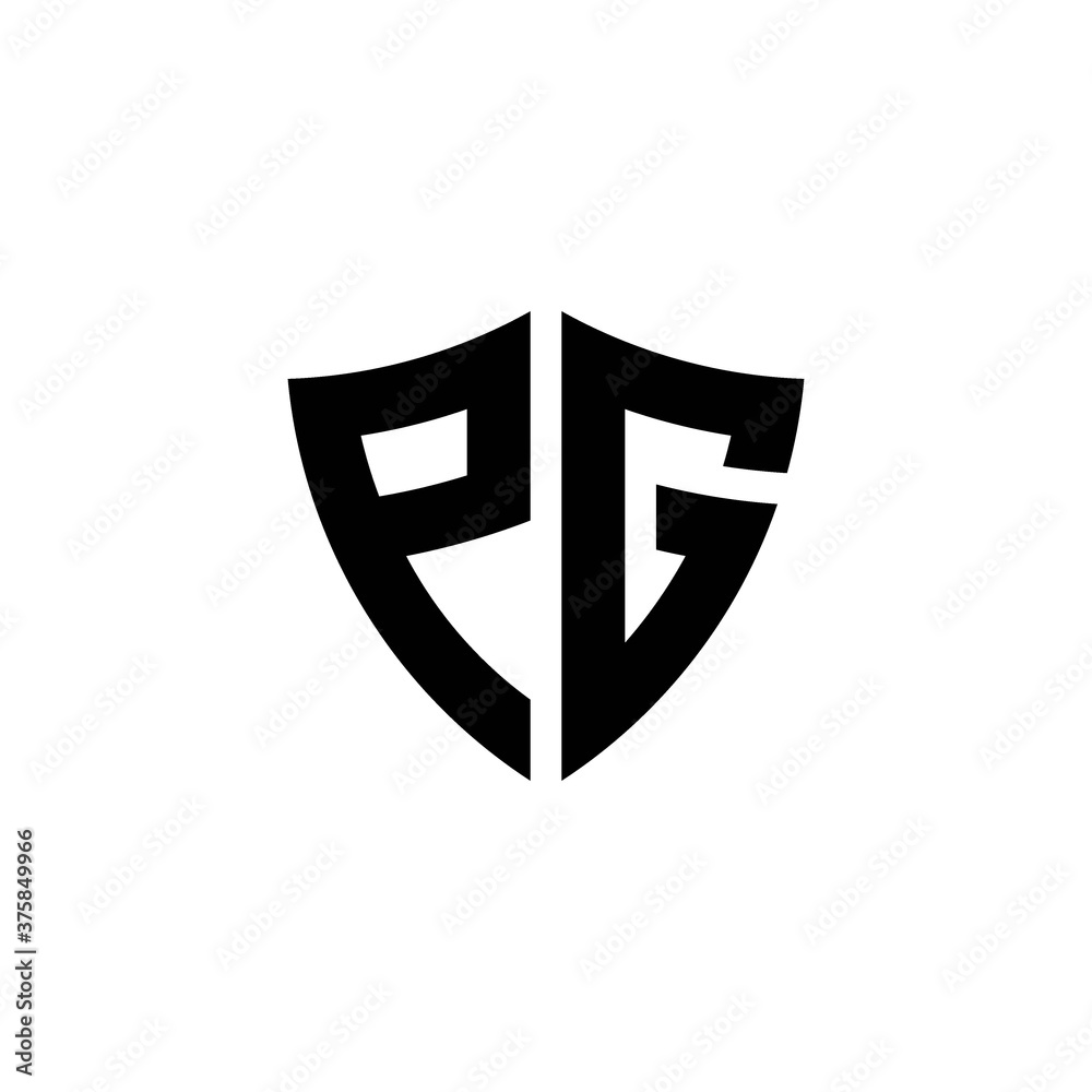 PG monogram logo with shield shape design template PG monogram logo with shield shape design template