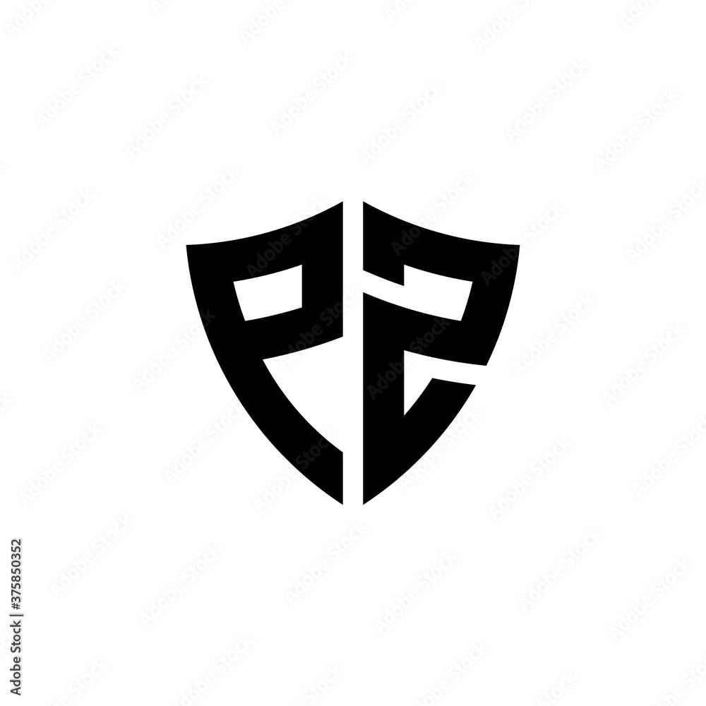 PZ monogram logo with shield shape design template PZ monogram logo with shield shape design template